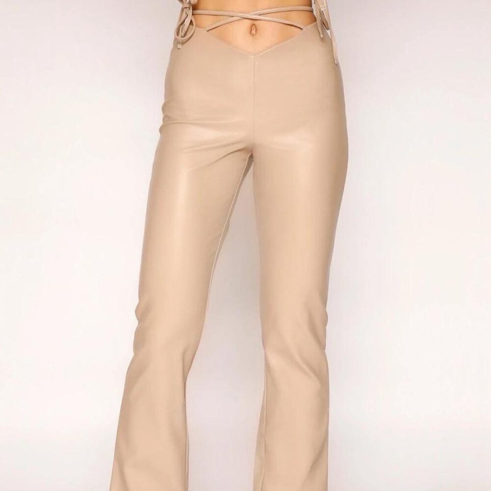 I.AM.GIA Beige Lace-Up Leather Pants – Size S